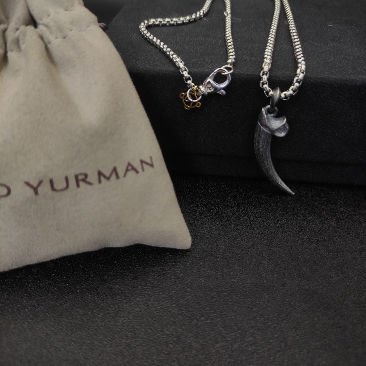 David Yurman Silver Horn Pendant Necklace